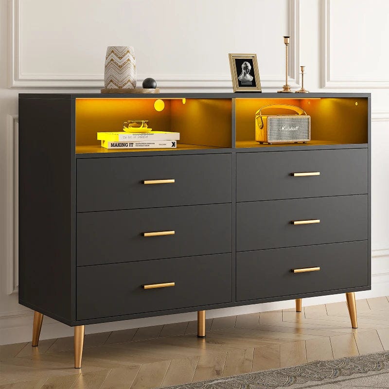 Black dresser sale with led lights