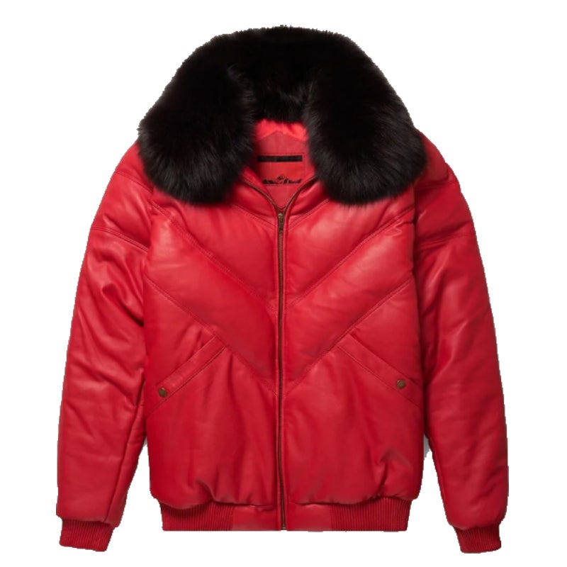 V-Bomber style Winter Leather Jacket main image 1