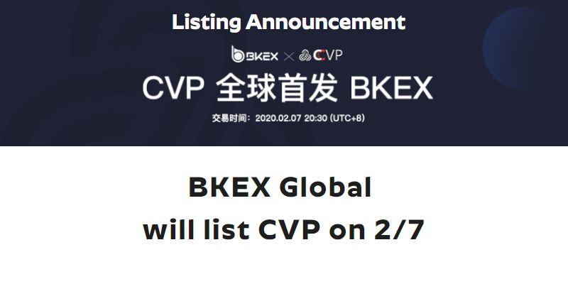 [Announcement] CVP listing on BKEX