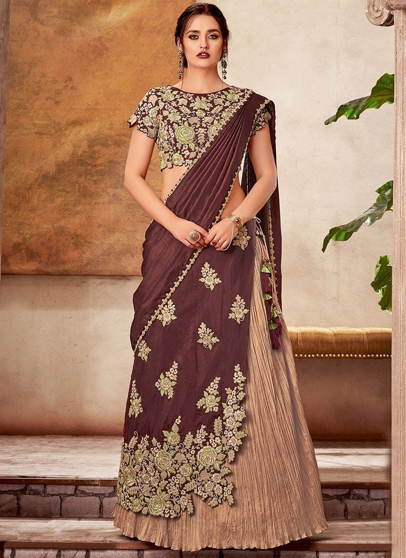 Regan Beige Lehenga Saree Set main image 1