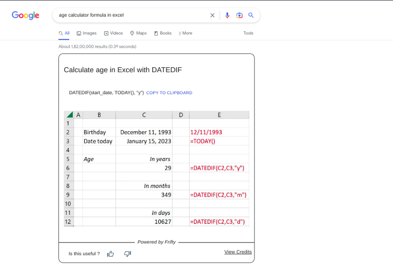 Calculating age in excel age is the difference between a by frifty 