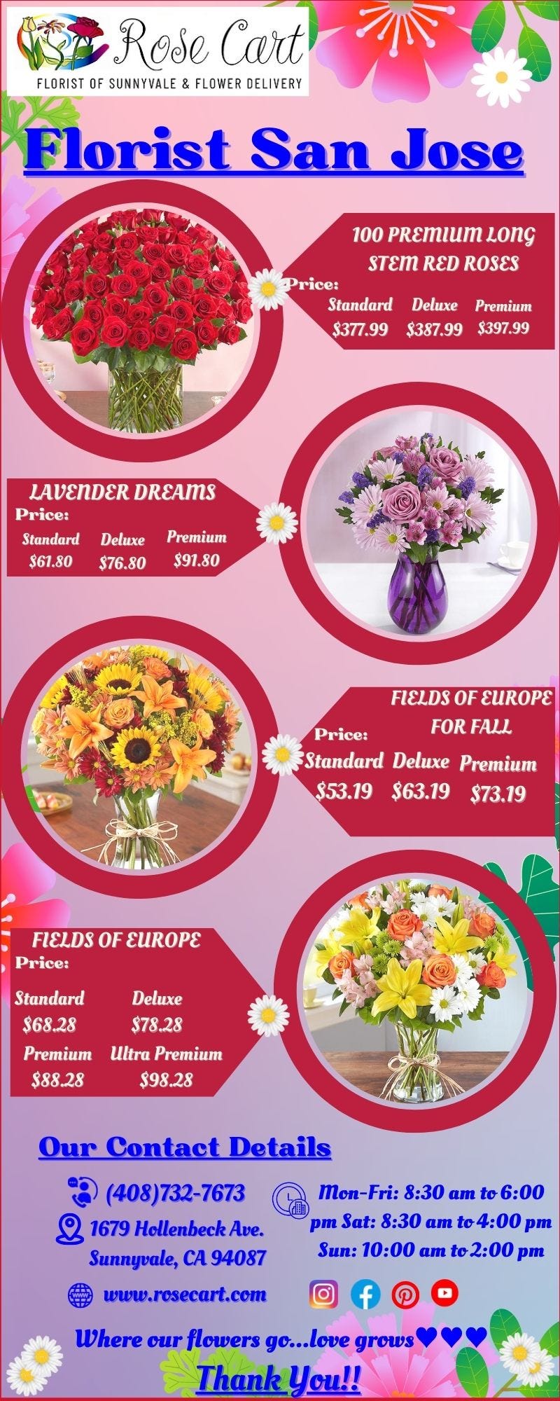 Connect with the perfect Florist San Jose Rose Cart Rosecart Medium