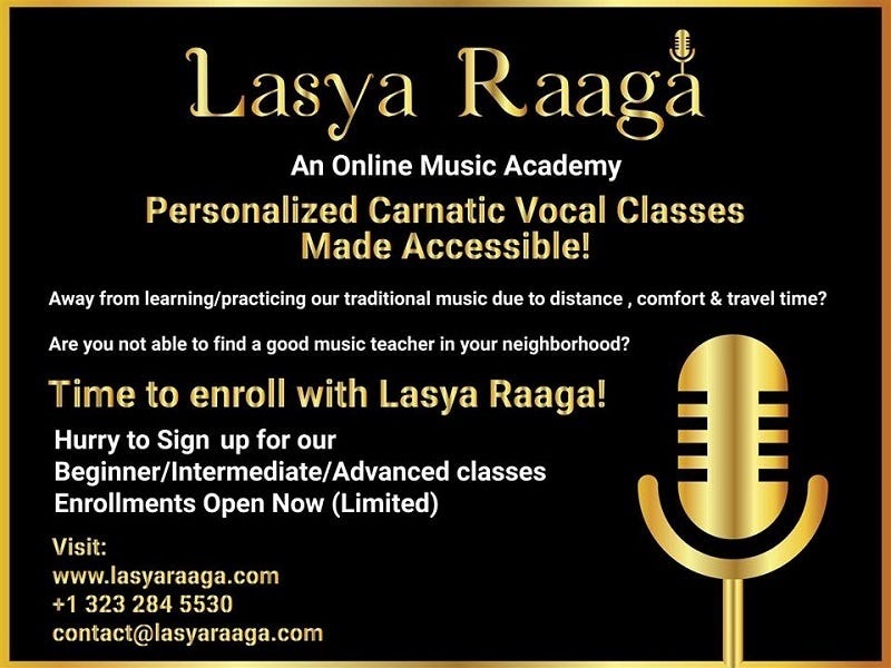 Learn Carnatic Music Lessons in Online Lasya Raaga by Lasya Raaga
