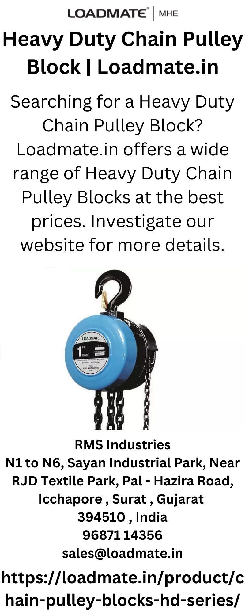 Heavy Duty Chain Pulley Block Loadmate.in RMS Industries Medium