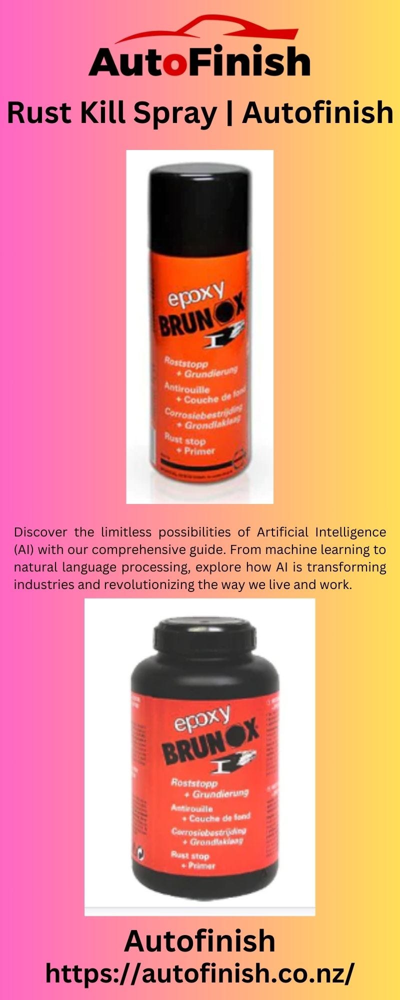 Rust Kill Spray Autofinish Auto Finish Medium