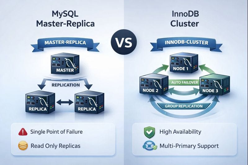🚀 MySQL High Availability: InnoDB Cluster vs Master-Replica — What ...