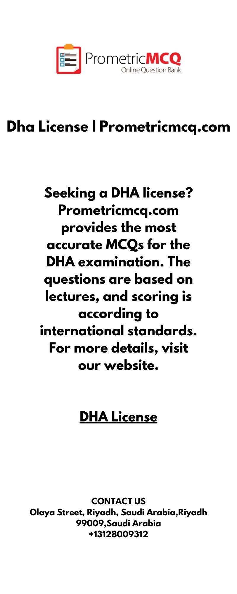 Dha License Prometric Exam Questions Preparation