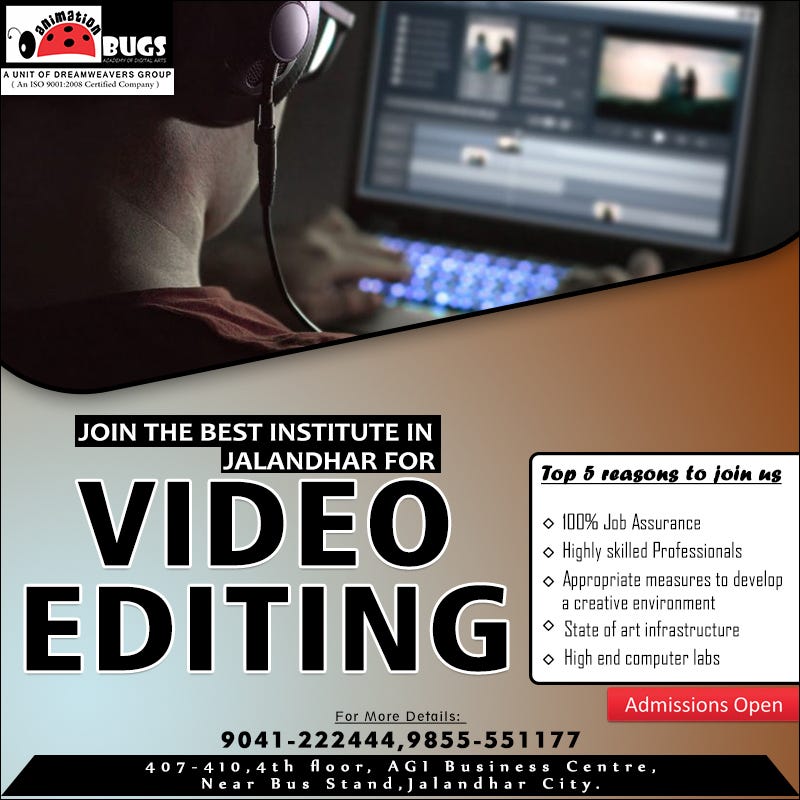 Video Editing Course in Jalandhar by Animation Bugs Medium