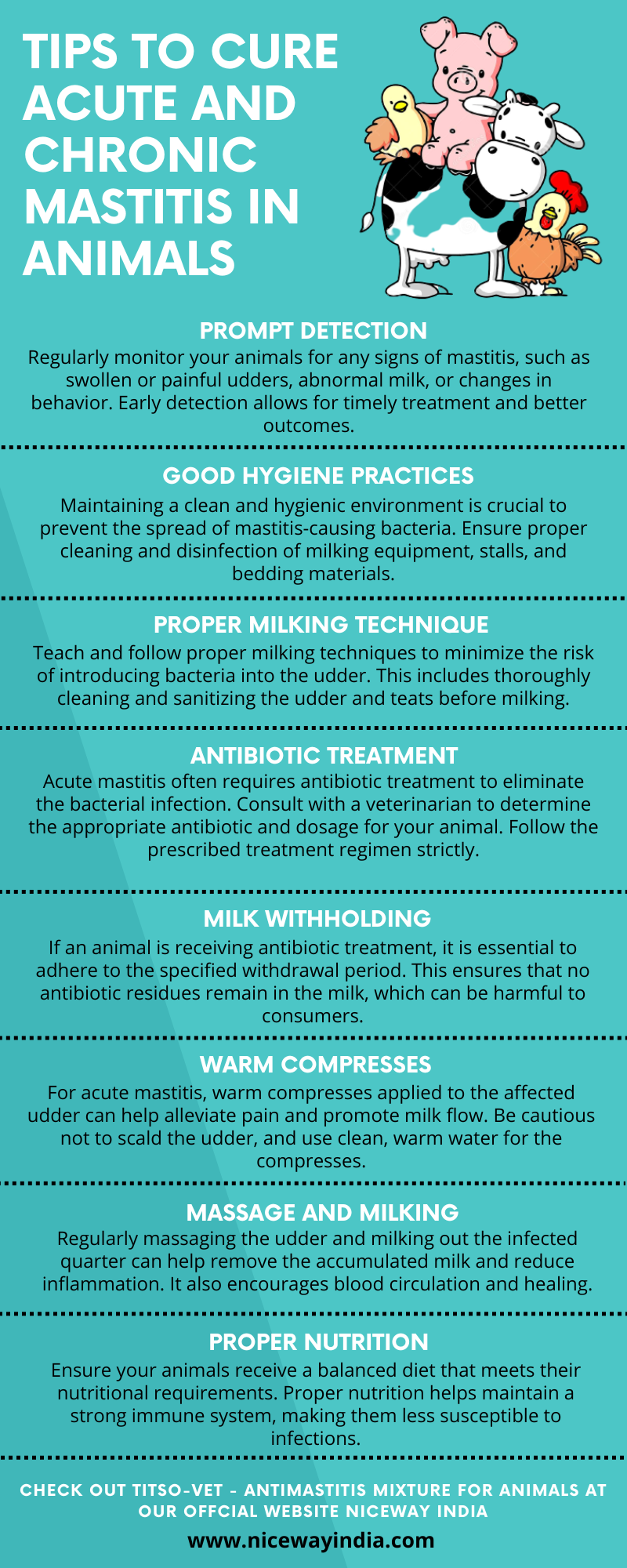 Tips to Cure Acute and Chronic Mastitis in Animals by Niceway India