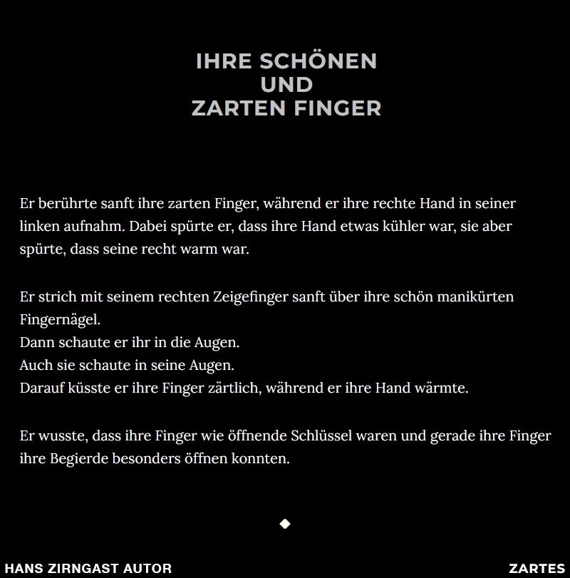 Ihre schönen und zarten Finger Hans Zirngast Autor Text Poesie