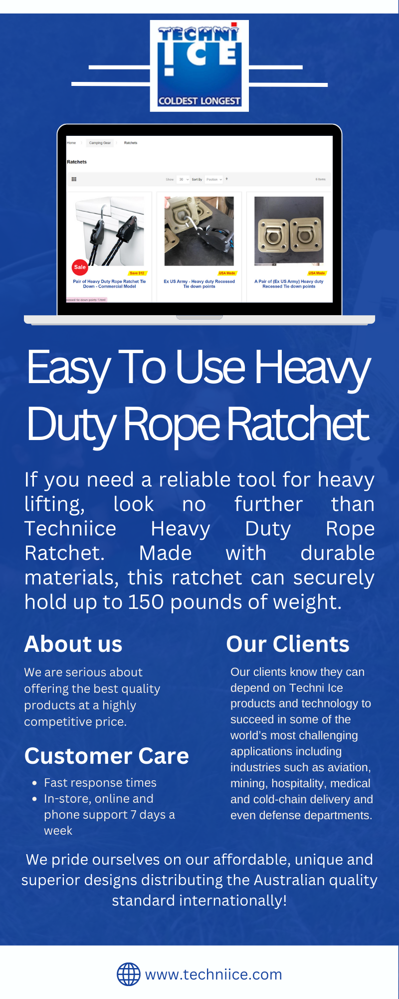 Easy to Use Heavy Duty Rope Ratchet Techni Ice Medium