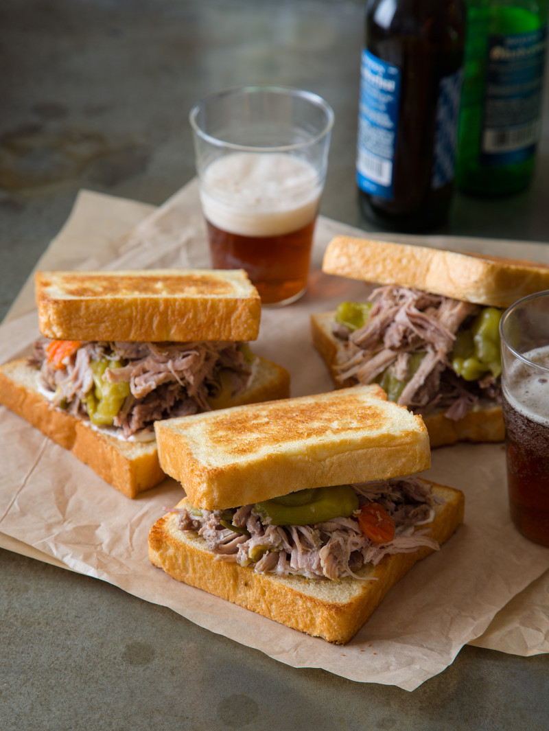 Slow Cooker Pickled Pulled Pork Sandwiches