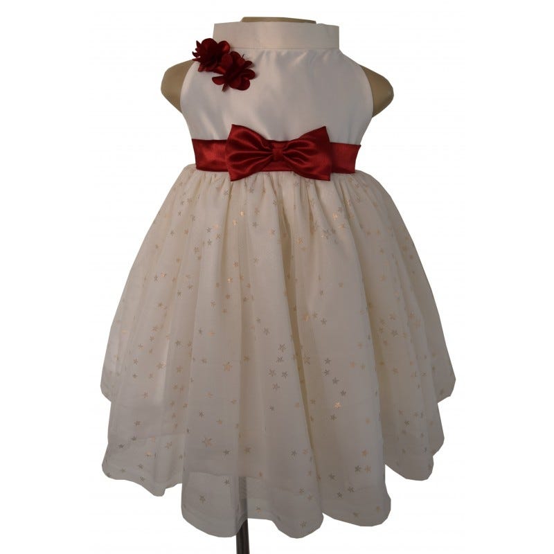 LITTLE A - As Good As Gold Fallon Fur Trimmed Star Dress - White main image 1