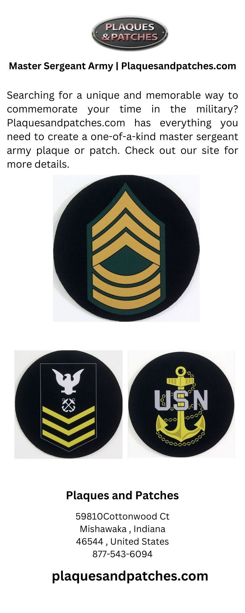 Master Sergeant Army Plaques and Patches Medium