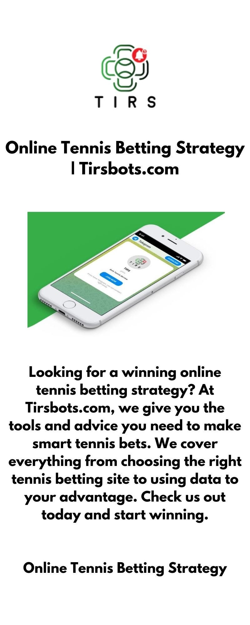 Online Tennis Betting Strategy - Tirsbots.com - Tris Bots - Medium