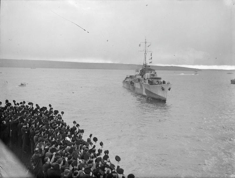 The HMS Onslow after the Battle of North Cape (public domain image from Wiki Commons)