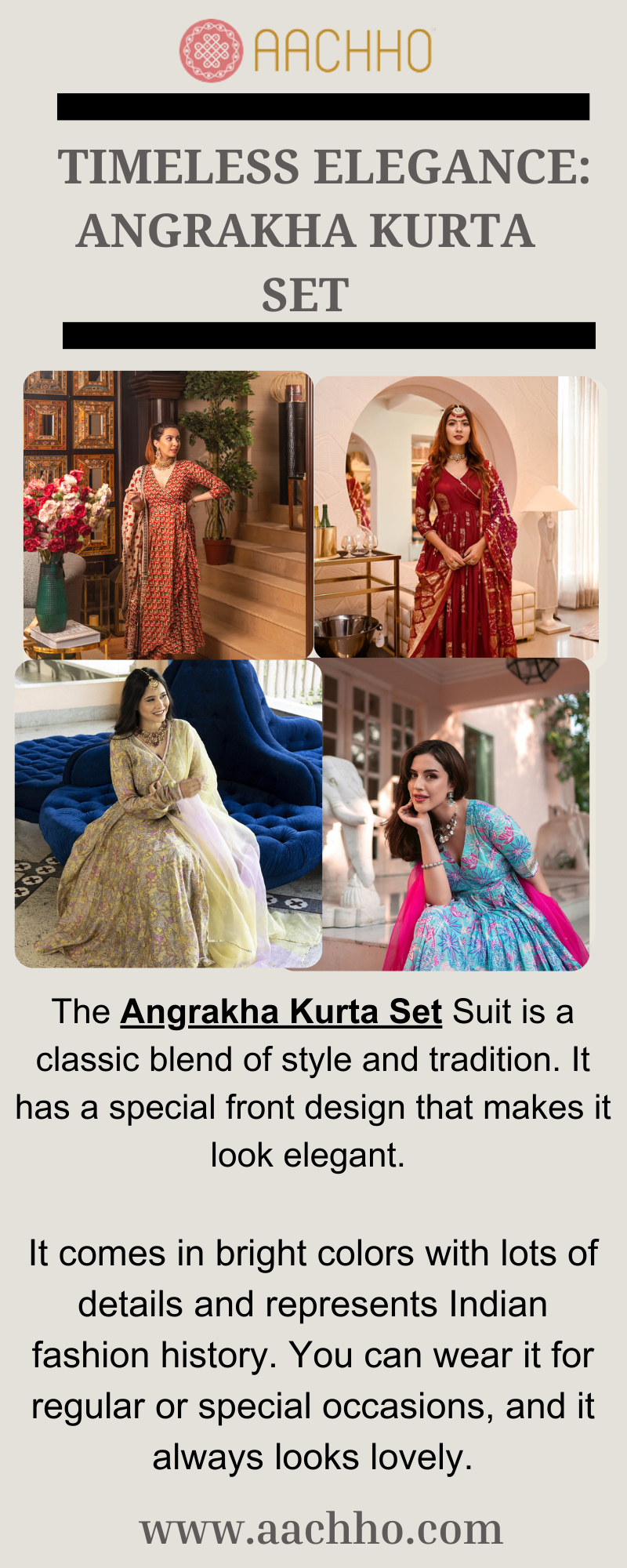 Embriodered Angrakha Kurta Set main image 0