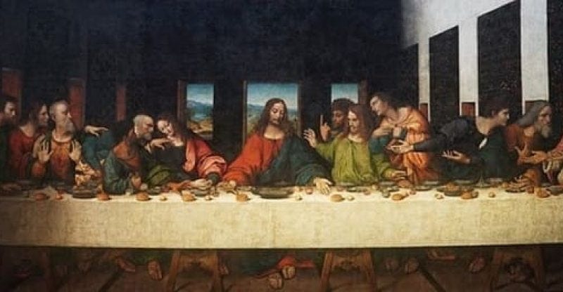 Leonardo Da Vinci, Resimdeki Hain ve Komünyal Yemek