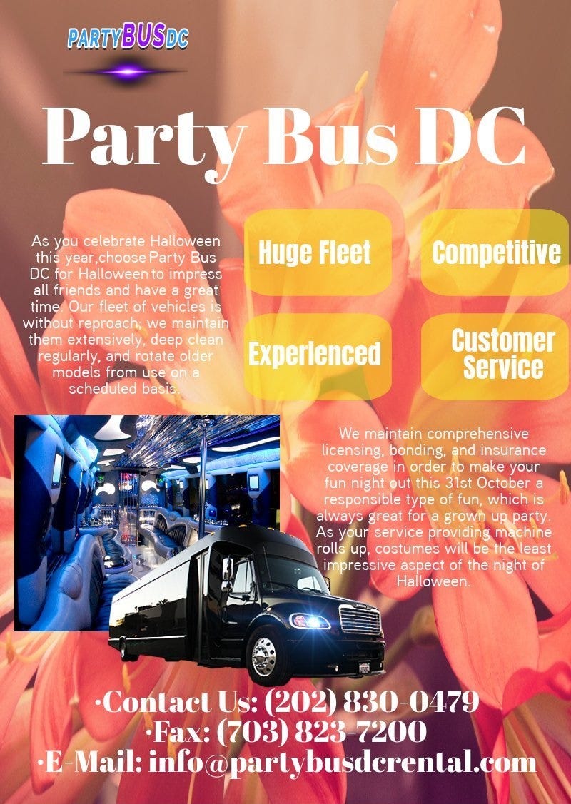 DC Party Bus Rentals. Call Us Today (202) 8300479 DC… by
