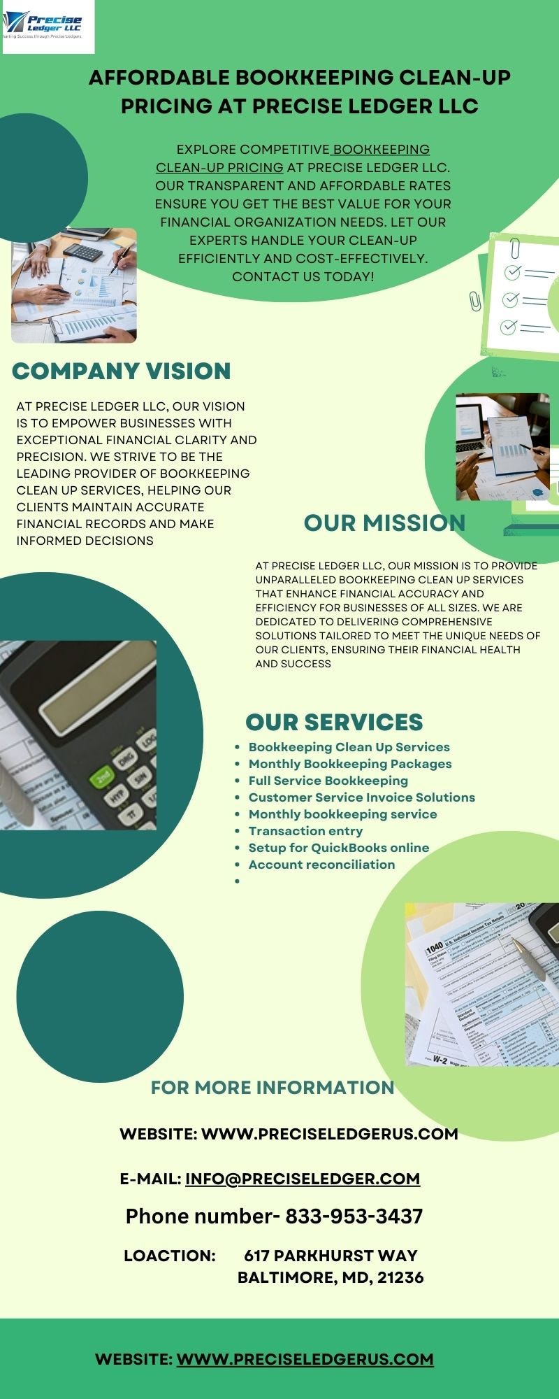 Transparent Bookkeeping Clean-Up Pricing at Precise Ledger LLC