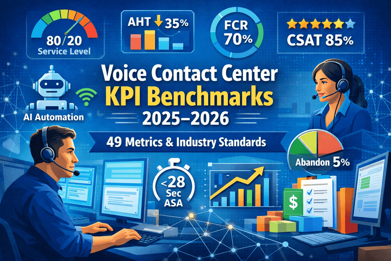 Voice contact center KPI benchmarks: 49 metrics for 2025–2026