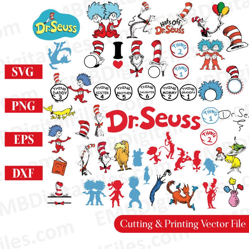 Dr seuss svg Layered bundle for Shirt Printing | by Embdigitalfiles ...