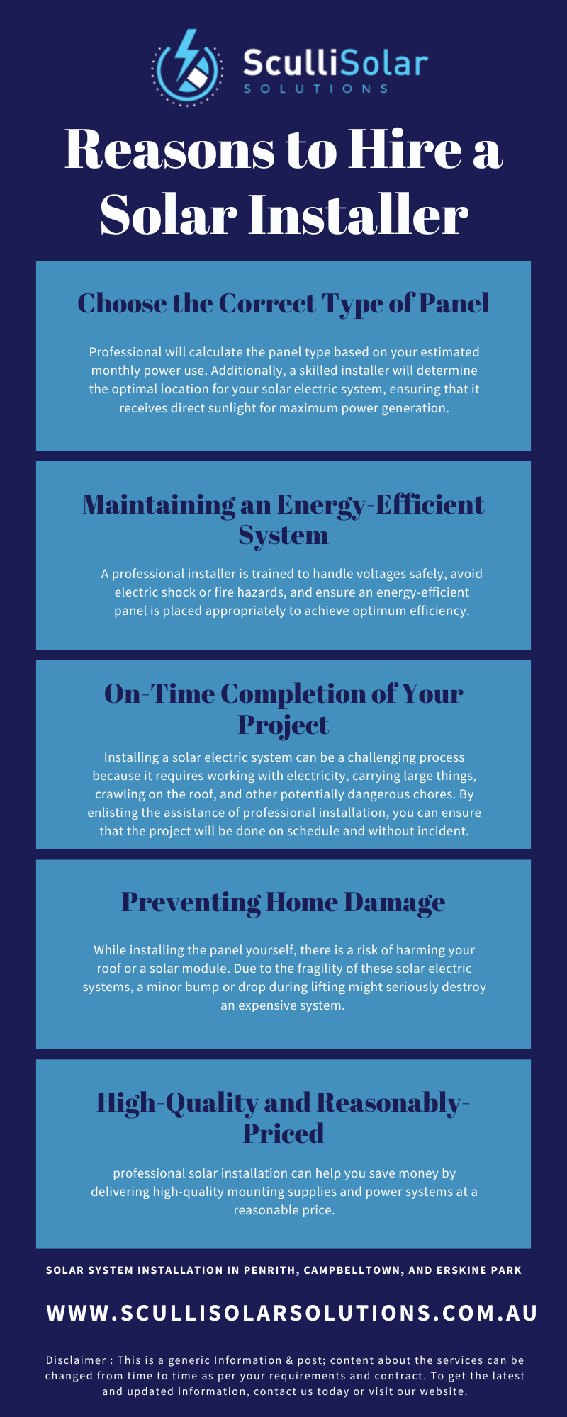 Reasons To Hire A Solar Installer Infographic Sculli Solar Solutions