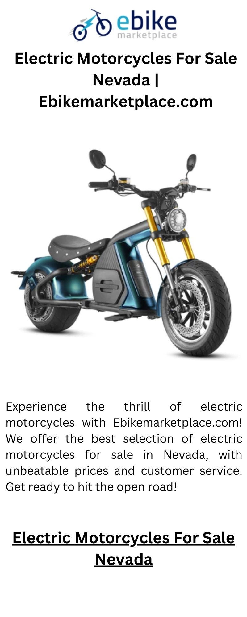Electric Motorcycles For Sale Nevada