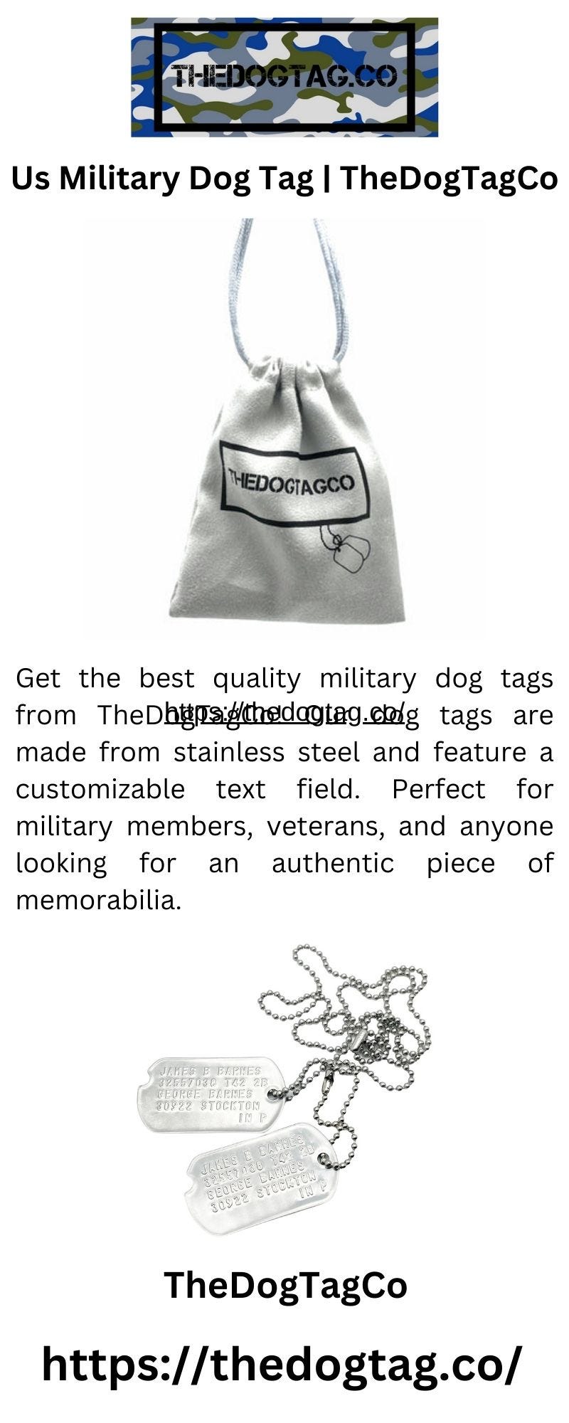Us Military Dog Tag TheDogTagCo thedog tag Medium