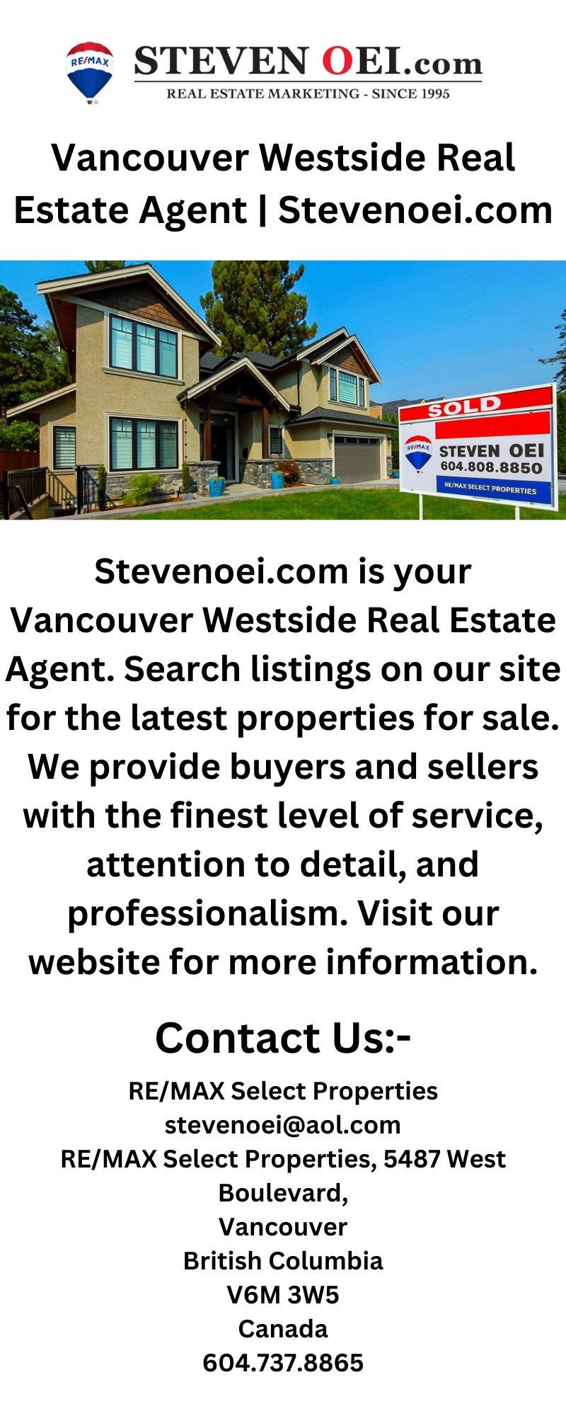 Vancouver Westside Real Estate Agent RE MAX Select
