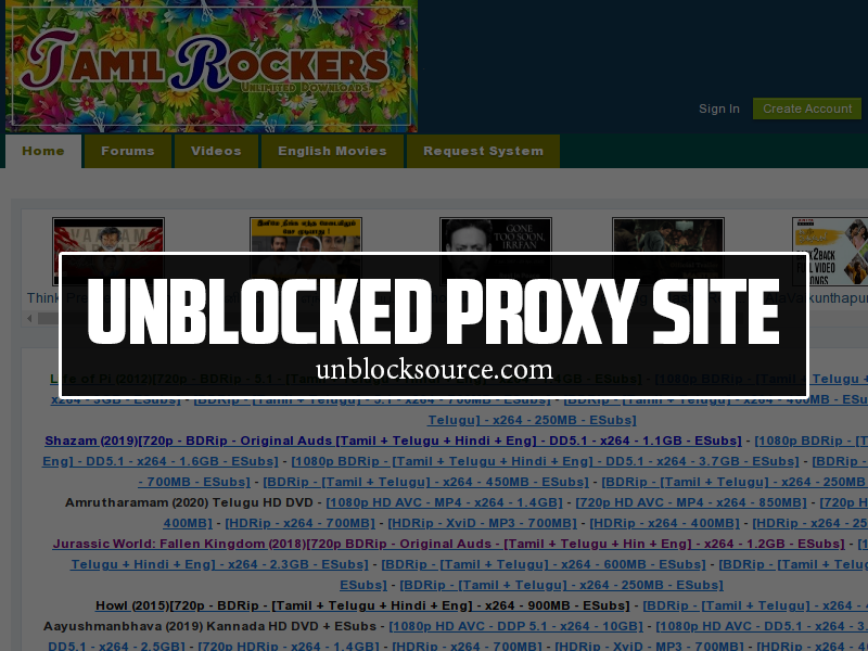 Unblocked Mirror List of TamilRockers by Unblock Source Medium