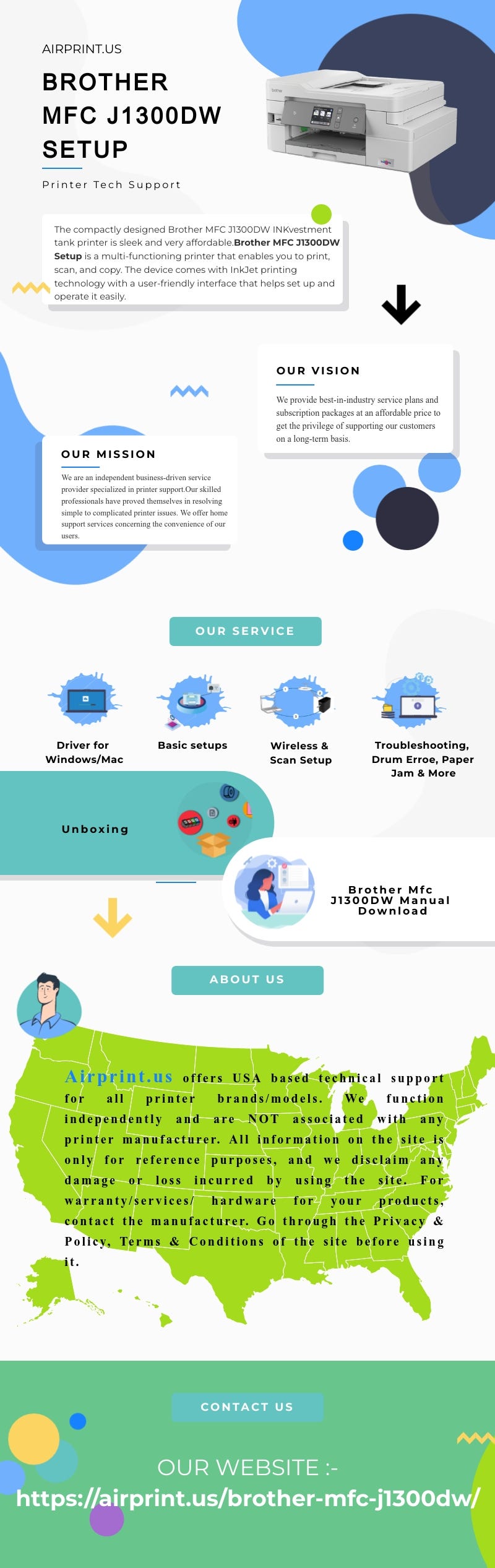 Easy Setup Guide for Brother MFC J1300DW [Fix Now] — airprint.us