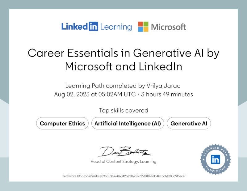 Securing Skills: Earning a Certificate in Generative AI | by Vrilya ...