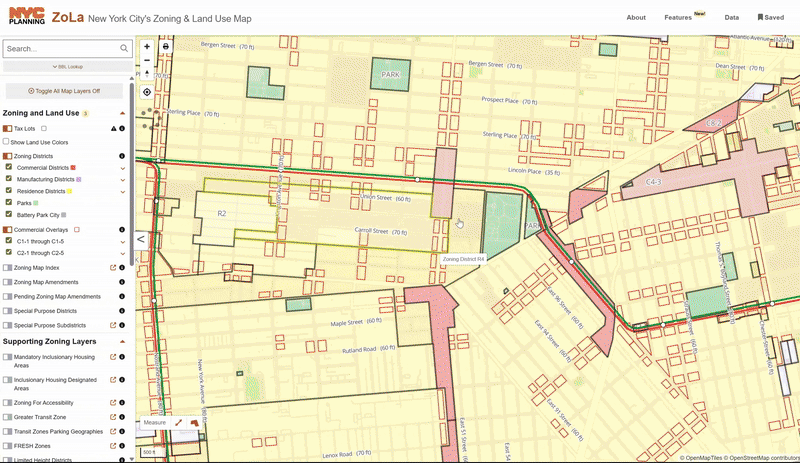 whole frame work: Based on NYC ZoLa zone, curve : Autogenerates Max Height and Max Setback
