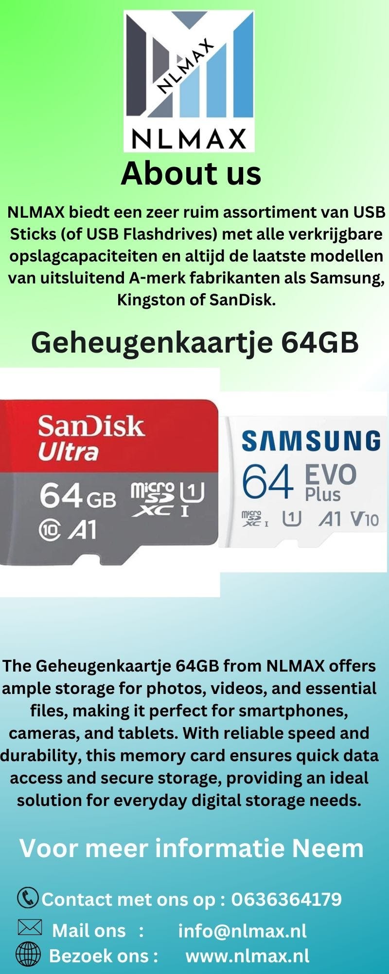 Geheugenkaartje 64GB van NLMAX: Betrouwbare Opslagoplossing