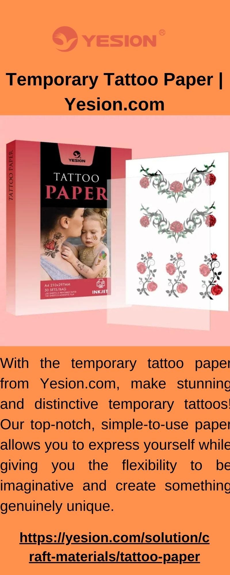 Temporary Tattoo Paper  Yesion.com - yesion 003 - Medium