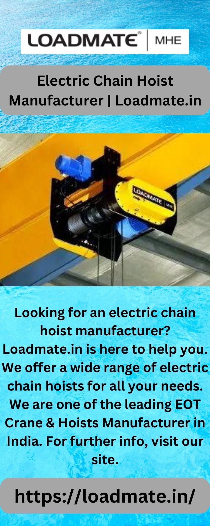 Electric Chain Hoist Manufacturer | Loadmate.in - RMS Industries - Medium