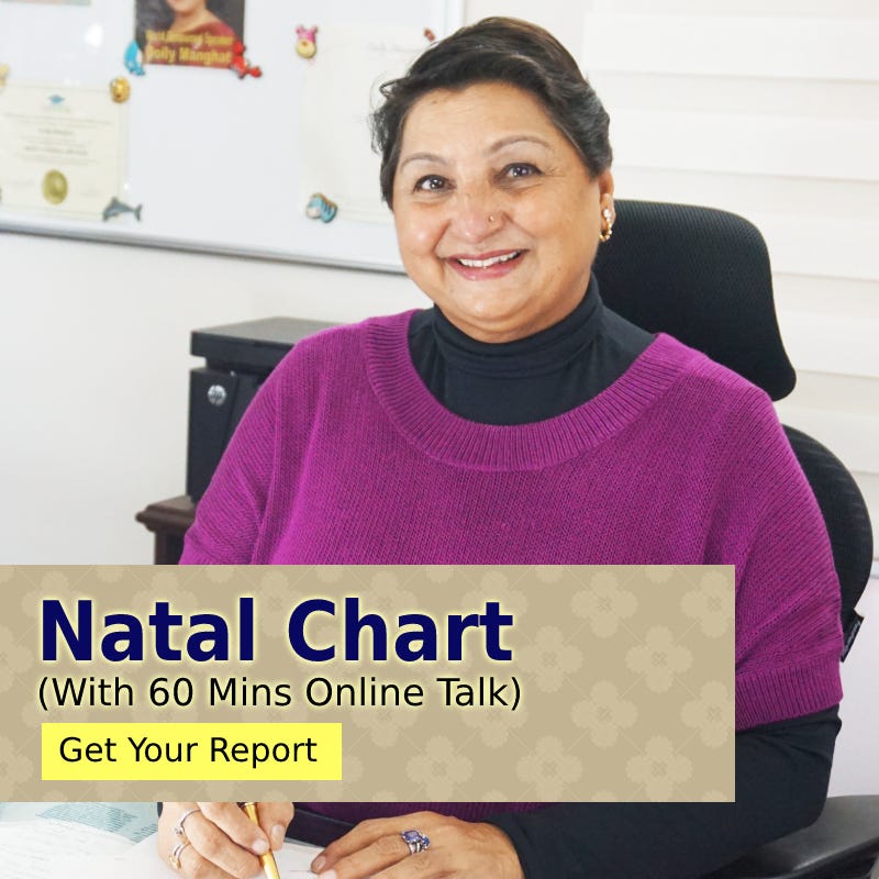Natal chart report with 60 mins talk by dolly manghat medium
