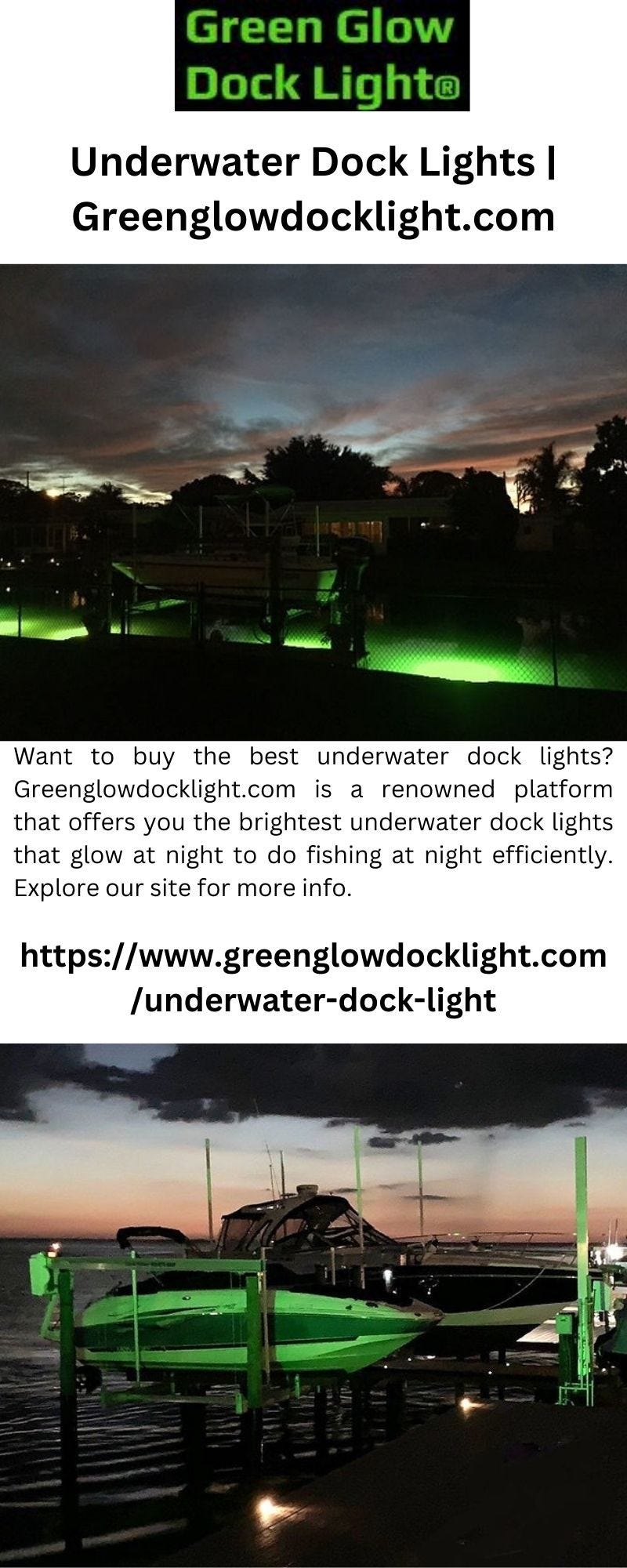 Underwater Dock Lights  Greenglowdocklight.com - Green Glow Dock