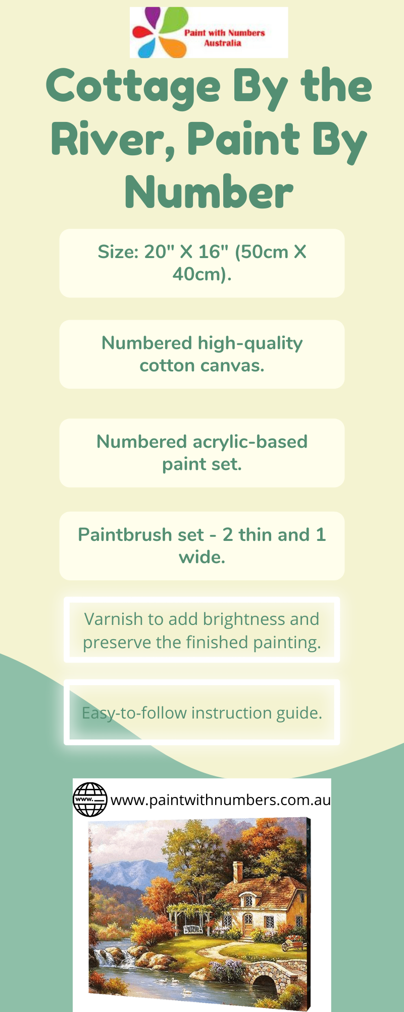 Cottage By the River, Paint By Number Paint by Numbers Australia Medium