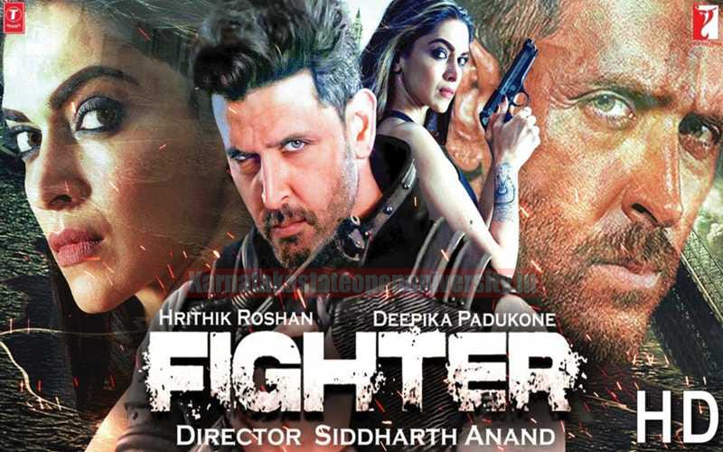 Poster for the film fighter starring Deepika Padukone and Hrithik