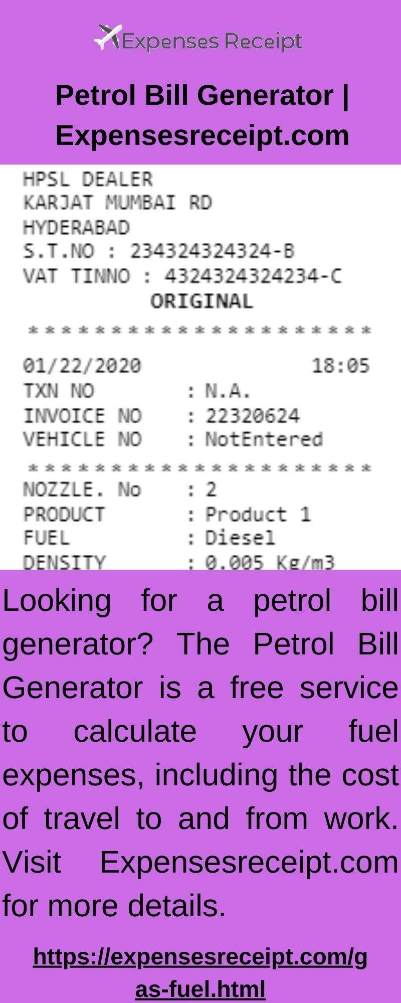 Petrol Bill Generator Expenses Receipt Medium