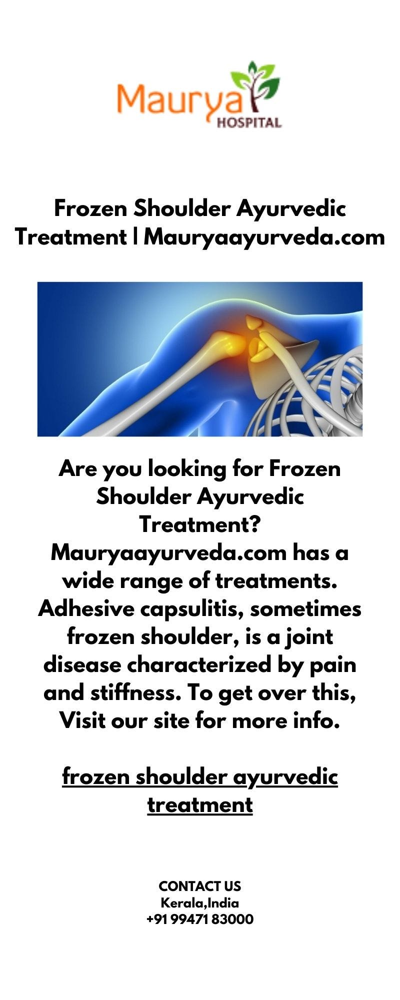 Frozen Shoulder Ayurvedic Treatmentfrozen Shoulder Ayurvedic Treatment