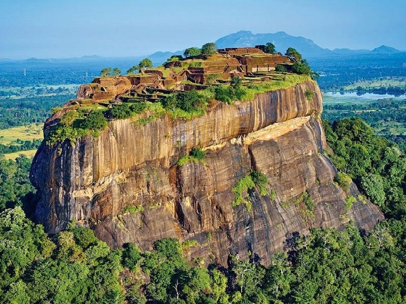 Caption: Historical Sigiriya Rock Fortress in Sri Lanka which is the 8th UNESCO World Heritage