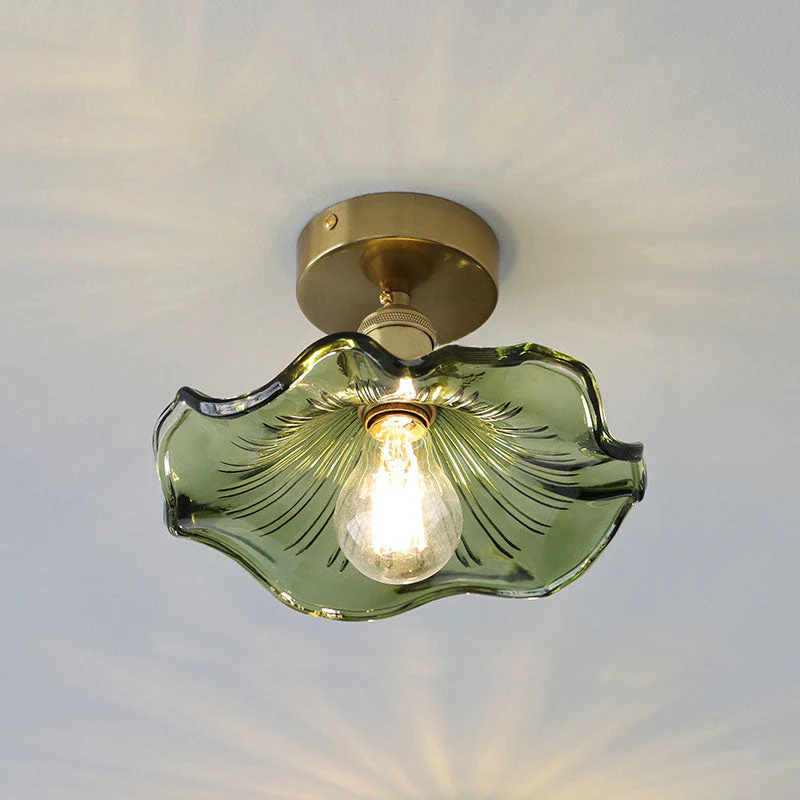 Flower-shaped glass ceiling lamp