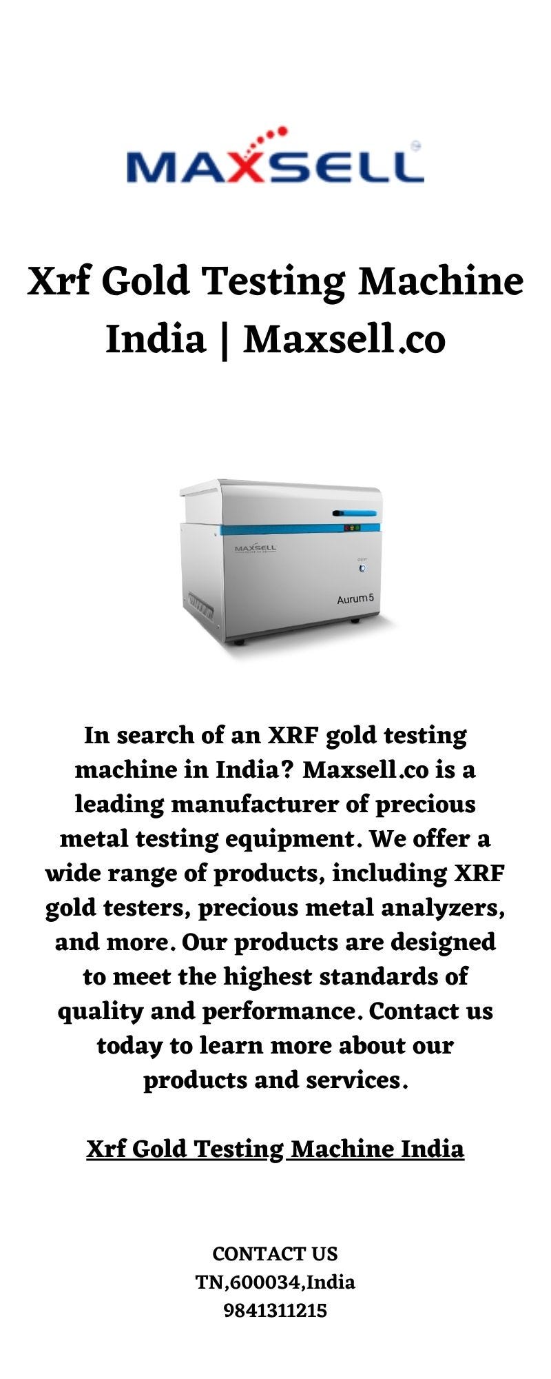Xrf Gold Testing Machine India Maxsell.co Arihant Maxsell