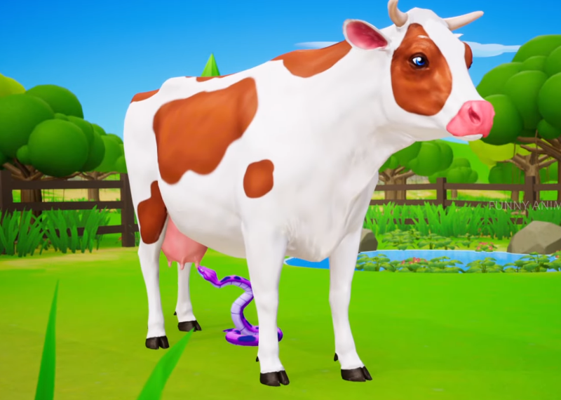 Cunning Snake Drinking Cow’s Milk — Farm Animals Counter Attack in Snake | Funny Monkey Pig Goat