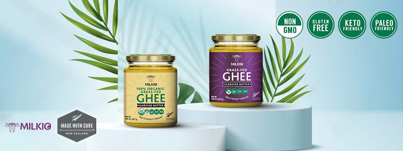 MILKIO Cultured Organic Ghee, Ghee Organic Grass-Fed, Ghee Oil