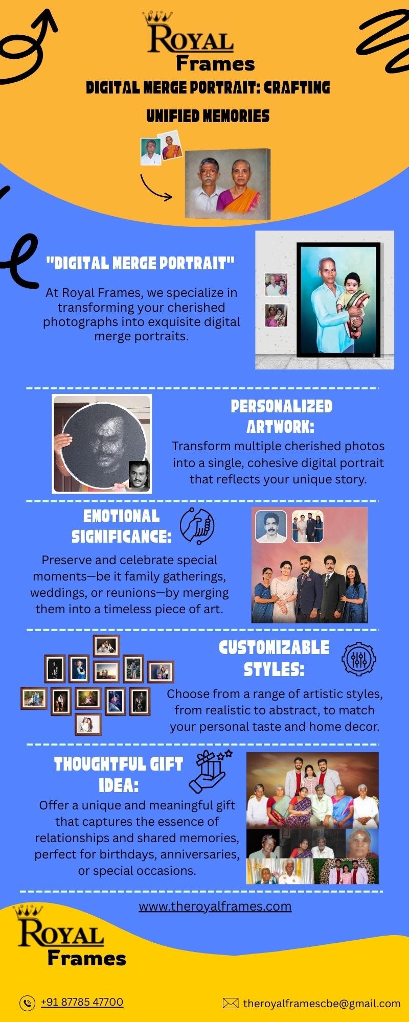 Unite Memories with Elegance: Discover the Digital Merge Portrait by RoyalFrames