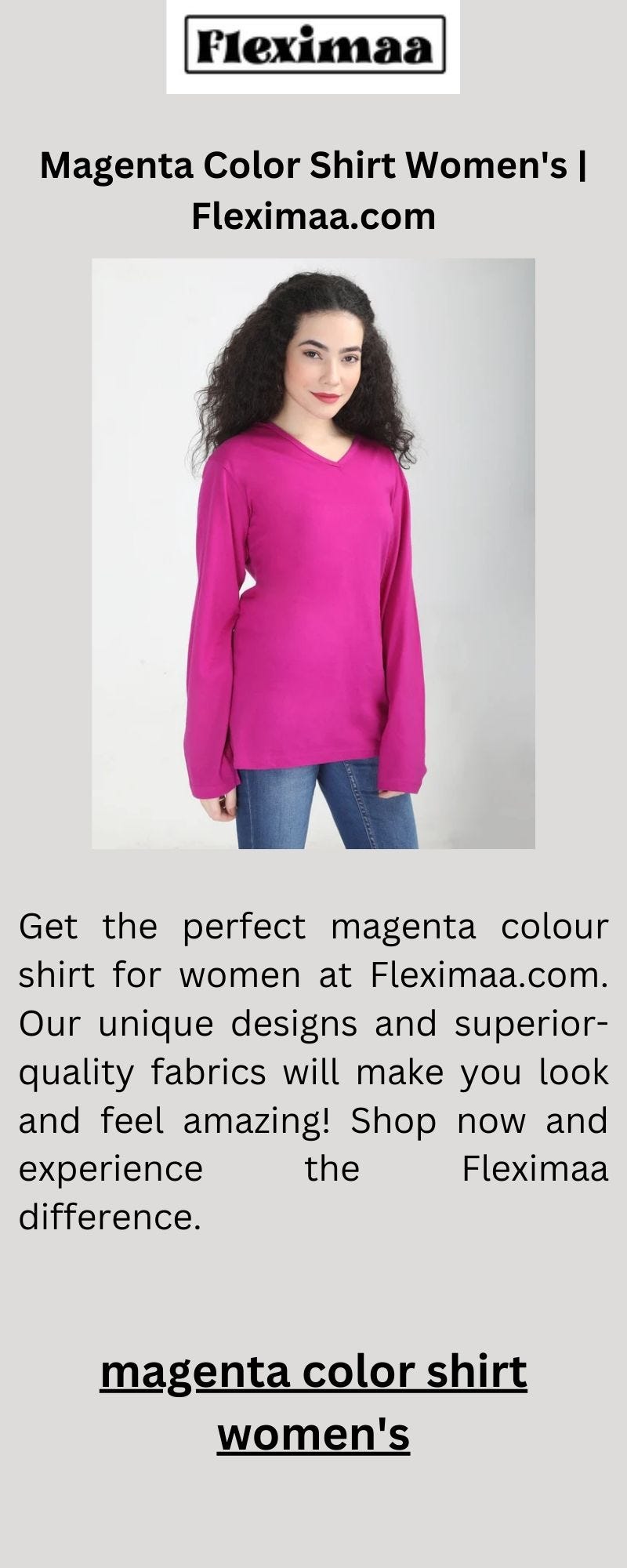 Magenta Color Shirt Women’s | Fleximaa.com - Flexibleapparels - Medium